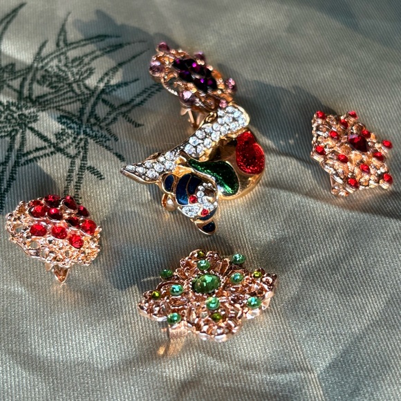 Pin lot brooch bundle gold brooches enamel panda red green crystal jewelry pins - Picture 4 of 7